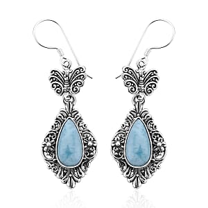 Bali Legacy Larimar Dangle Earrings in Sterling Silver 9.90 ctw