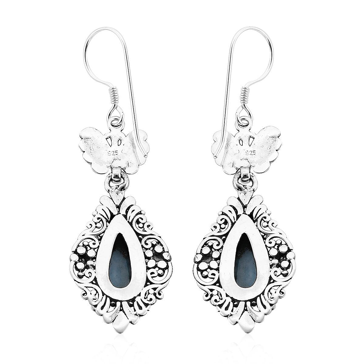Bali Legacy Larimar Dangle Earrings in Sterling Silver 9.90 ctw image number 3
