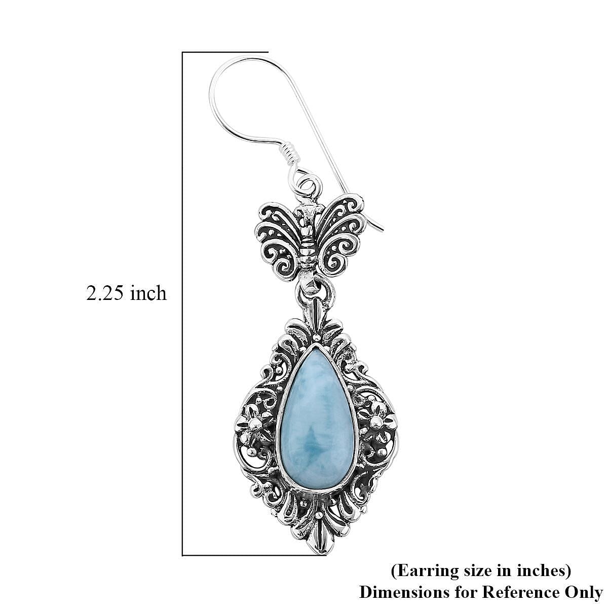 Bali Legacy Larimar Dangle Earrings in Sterling Silver 9.90 ctw image number 4
