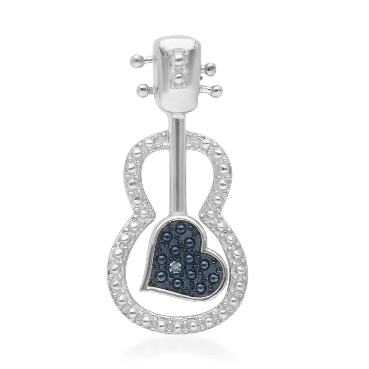 Blue Diamond Accent Guitar Pendant in Platinum Over Sterling Silver image number 0