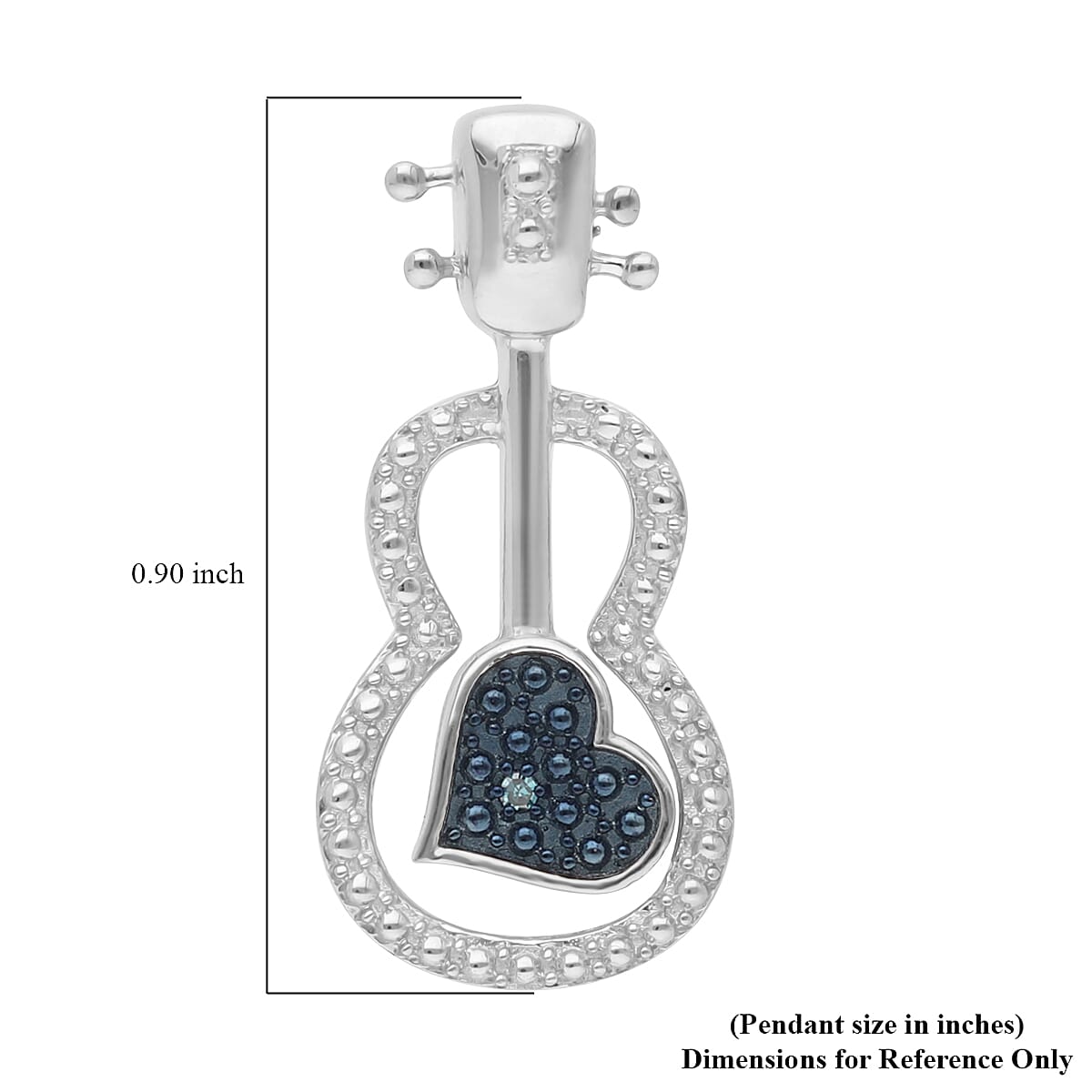 Blue Diamond Accent Guitar Pendant in Platinum Over Sterling Silver