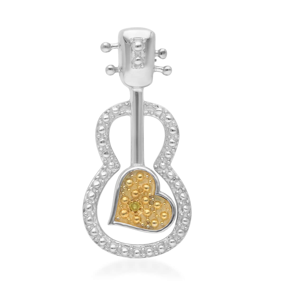 Yellow Diamond Accent Guitar Pendant in Platinum Over Sterling Silver image number 0