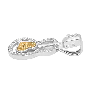 Yellow Diamond Accent Guitar Pendant without Chain in Platinum Over Sterling Silver