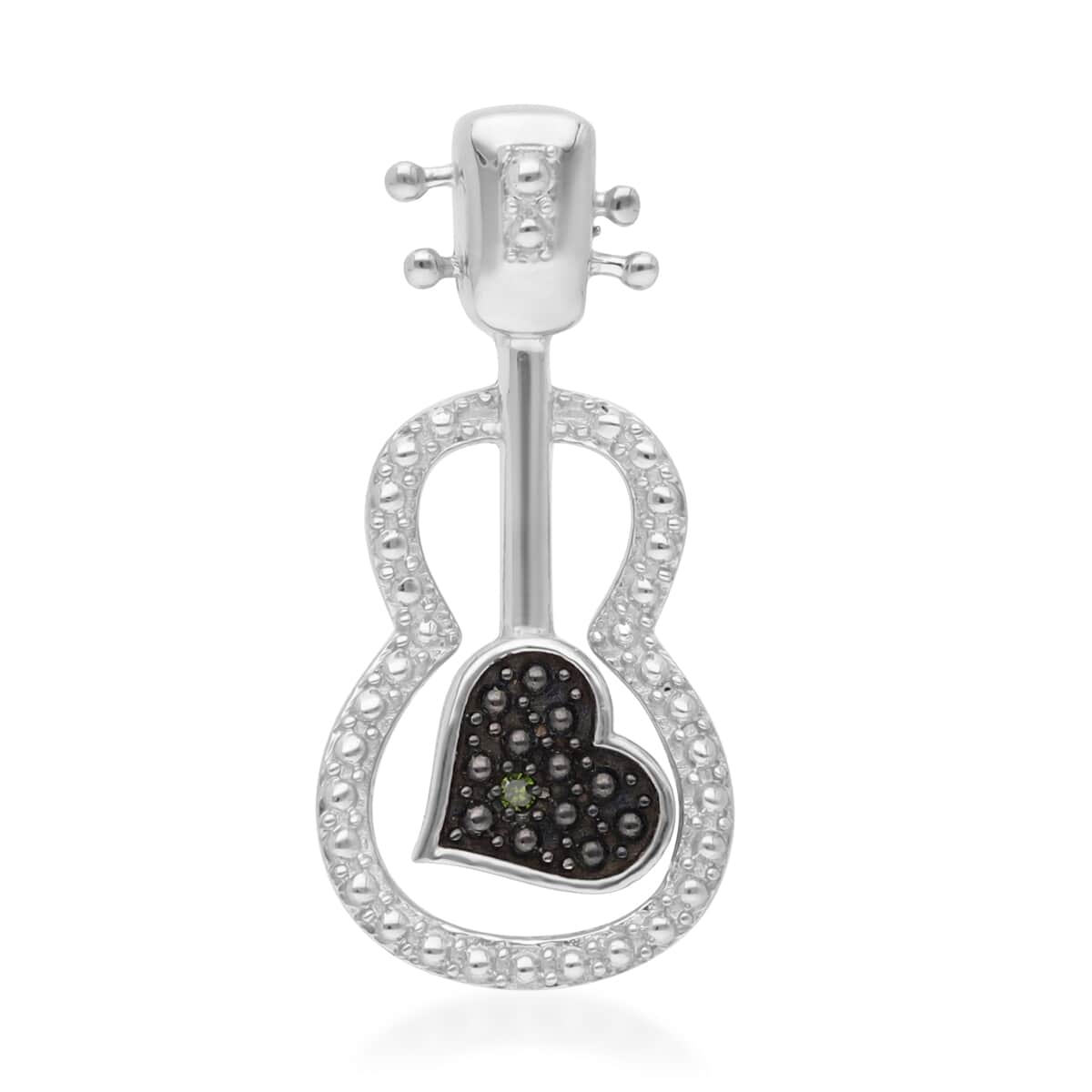 Green Diamond Accent Guitar Pendant in Platinum Over Sterling Silver image number 0