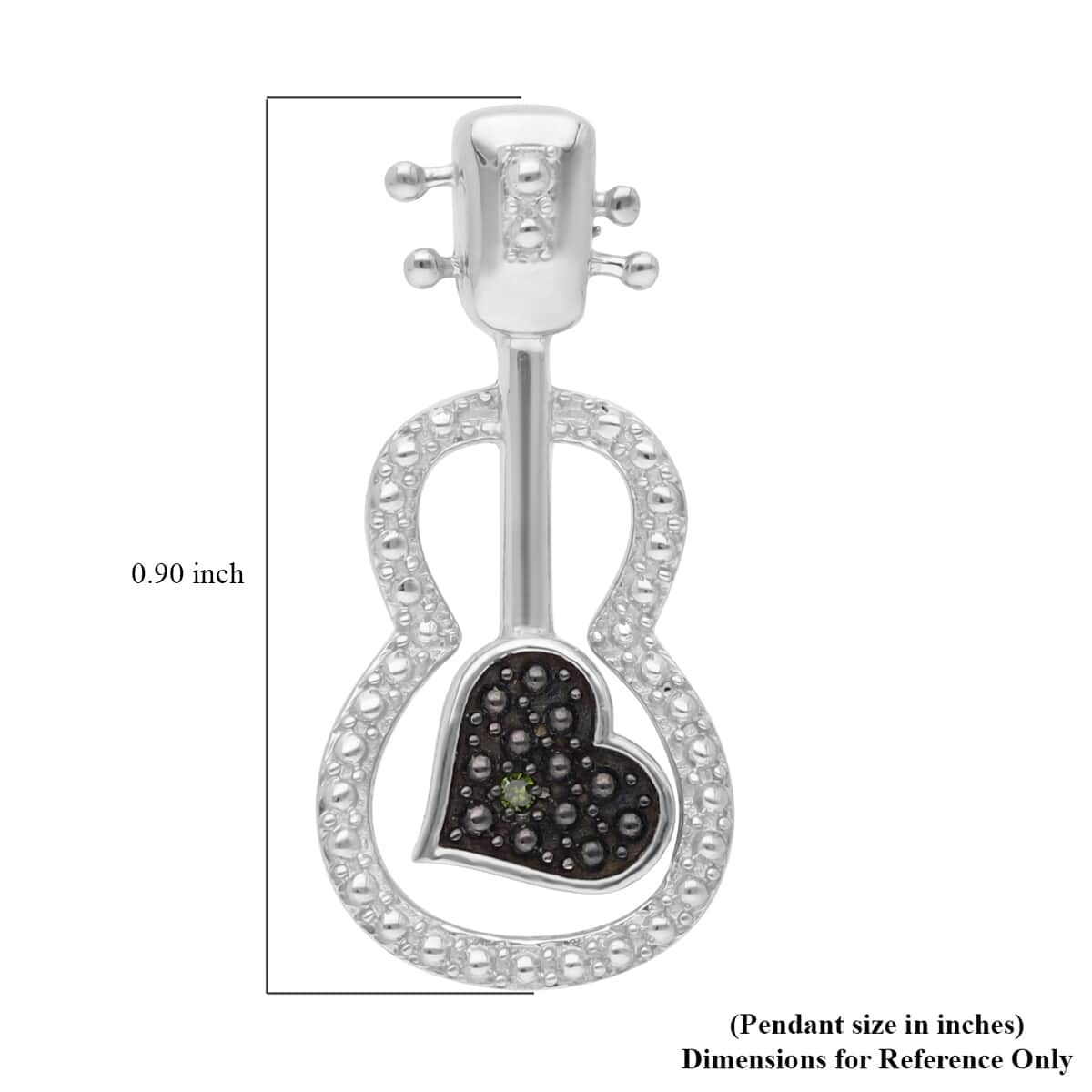 Green Diamond Accent Guitar Pendant in Platinum Over Sterling Silver image number 5