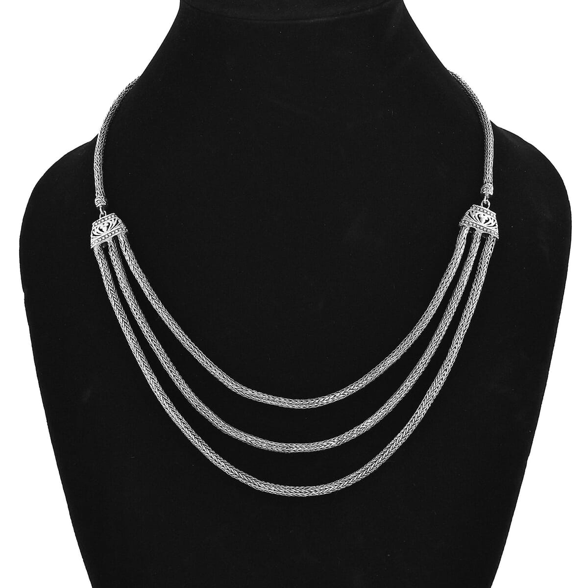 Bali Legacy Sterling Silver Multi Strand Tulang Naga Toggle Clasp Necklace 20 Inches 46.10 Grams image number 2
