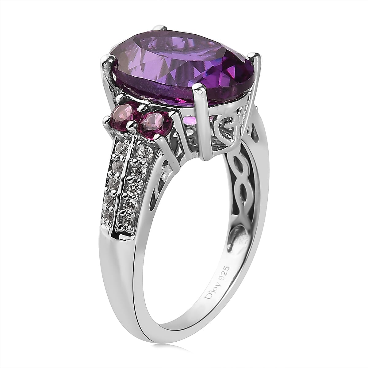 Lab Grown Color Change Sapphire and Multi Gemstone Ring in Platinum Over Sterling Silver 9.85 ctw image number 3