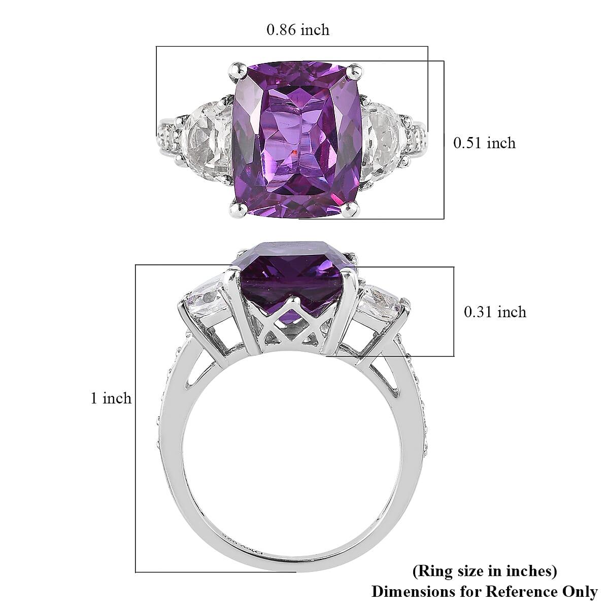 Lab Grown Color Change Sapphire and White Topaz Ring in Platinum Over Sterling Silver (Size 10.0) 10.15 ctw image number 5