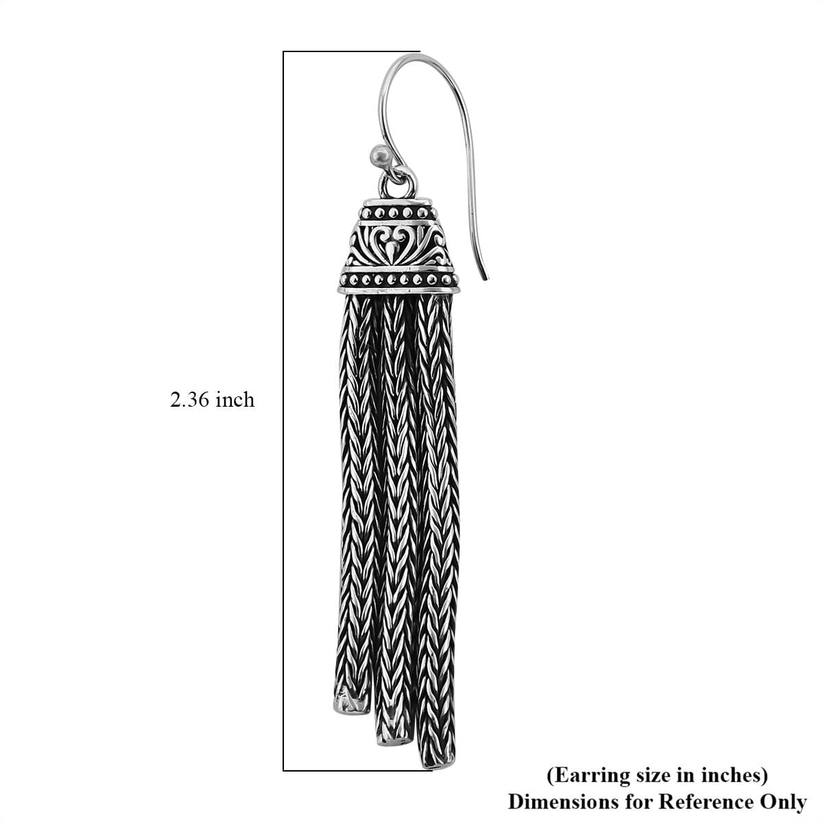 Bali Legacy Sterling Silver Multi Strand Tulang Naga Dangling Earrings (12.30 g) image number 2