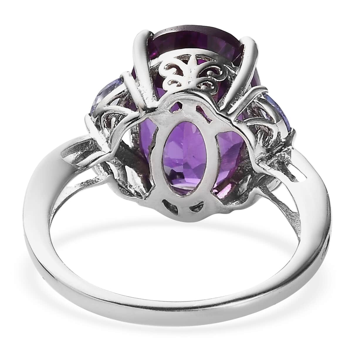 Lab Grown Color Change Sapphire and Tanzanite Ring in Platinum Over Sterling Silver 9.10 ctw image number 4