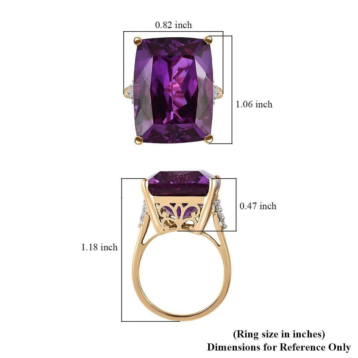 Luxoro 10K Yellow Gold Lab Grown Color Change Sapphire and Moissanite Ring (Size 8.0) 30.00 ctw image number 5