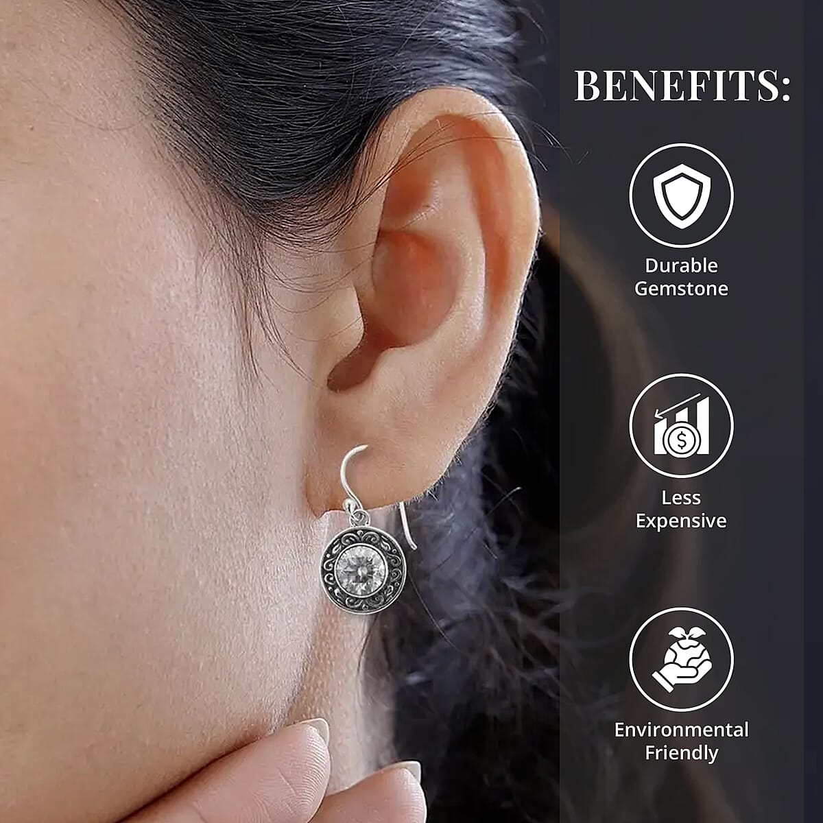 Bali Legacy Moissanite Dangle Earrings in Sterling Silver 3.60 ctw image number 3