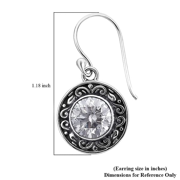 Bali Legacy Moissanite Dangle Earrings in Sterling Silver 3.60 ctw