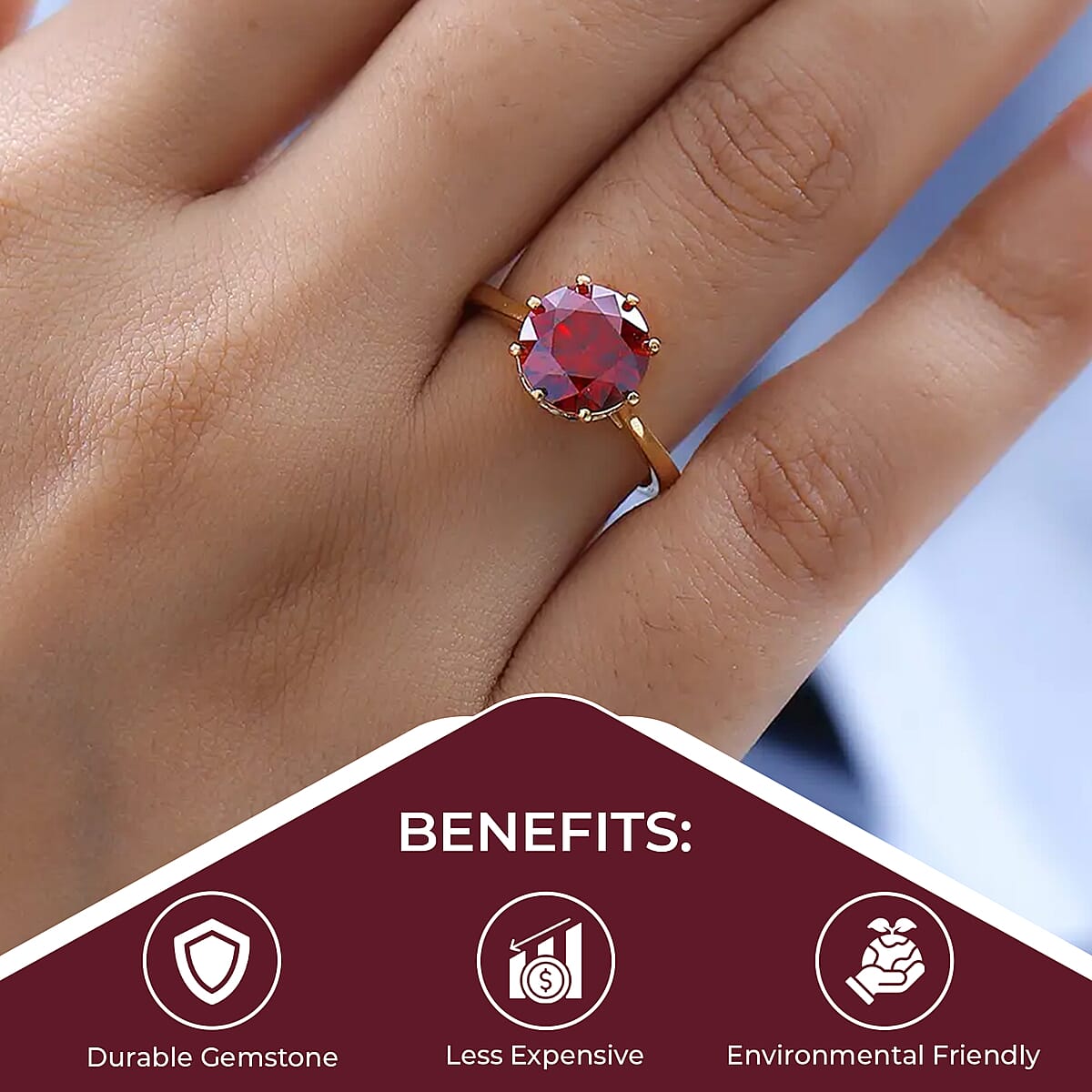 Red and White Moissanite Ring in Vermeil Yellow Gold Over Sterling Silver (Size 9.0) 2.65 ctw image number 3