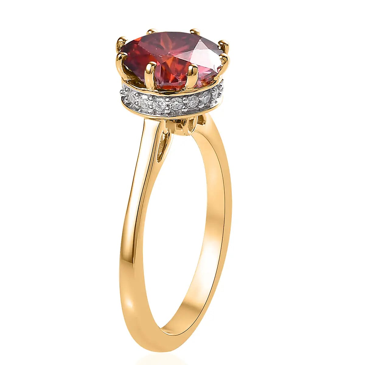 Red and White Moissanite Ring in Vermeil Yellow Gold Over Sterling Silver (Size 9.0) 2.65 ctw image number 4