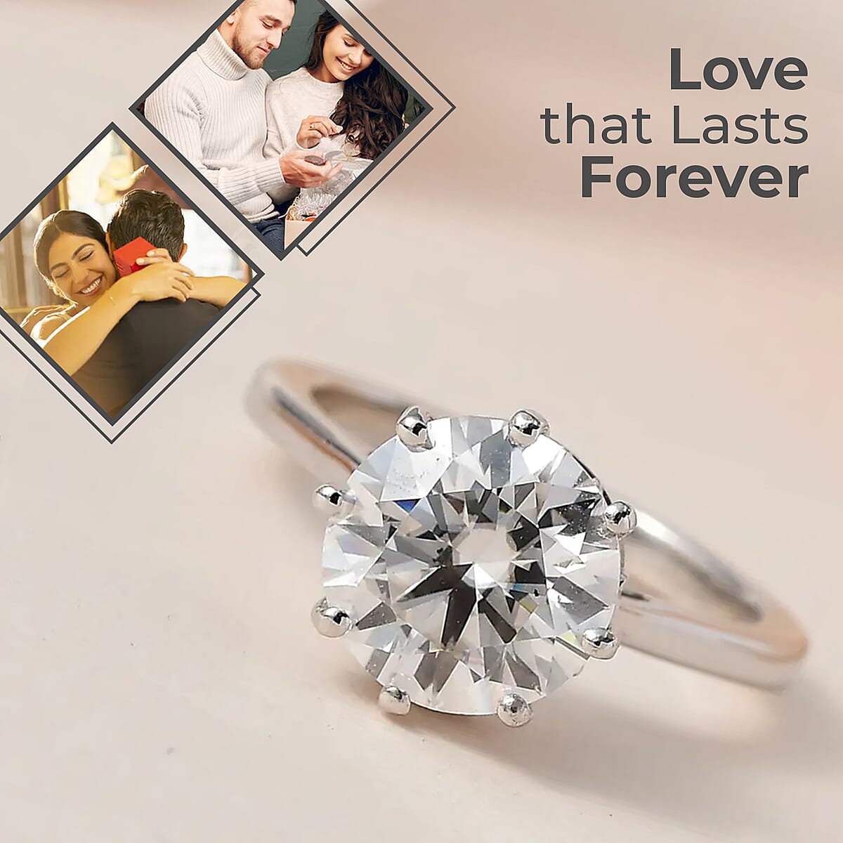 Moissanite Ring in Platinum Over Sterling Silver (Size 7.0) 2.65 ctw image number 1