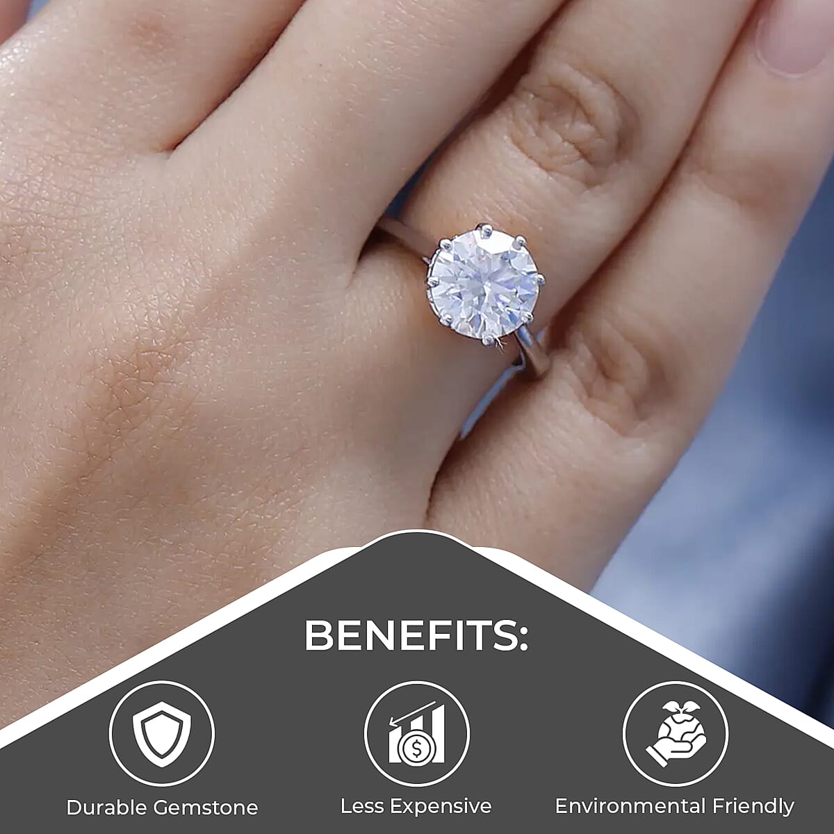 Moissanite Ring in Platinum Over Sterling Silver (Size 7.0) 2.65 ctw image number 3