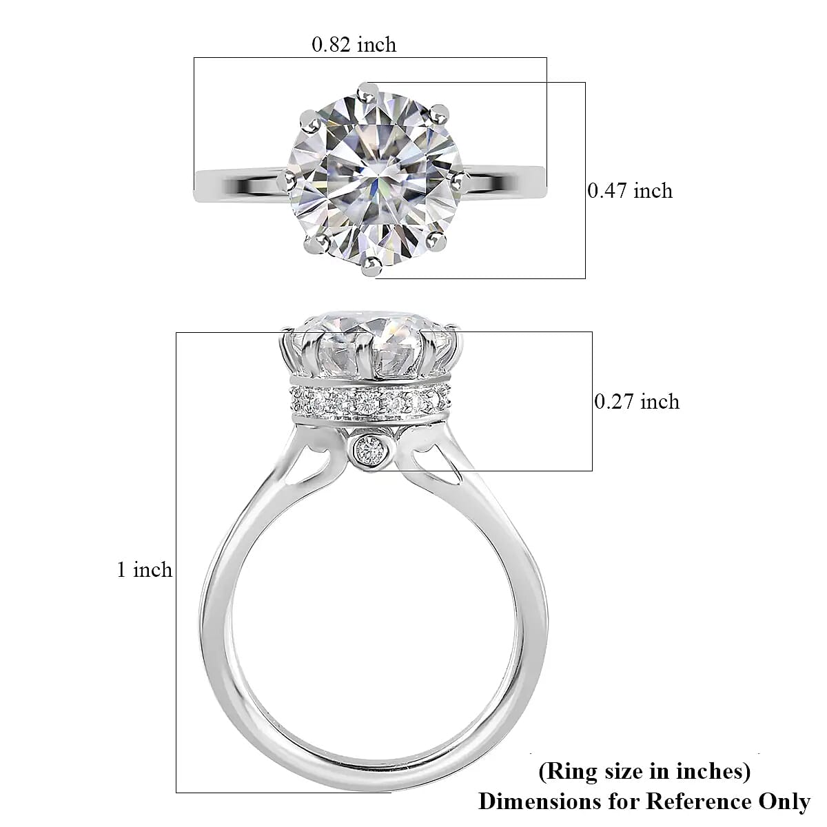 Moissanite Ring in Platinum Over Sterling Silver (Size 7.0) 2.65 ctw image number 6