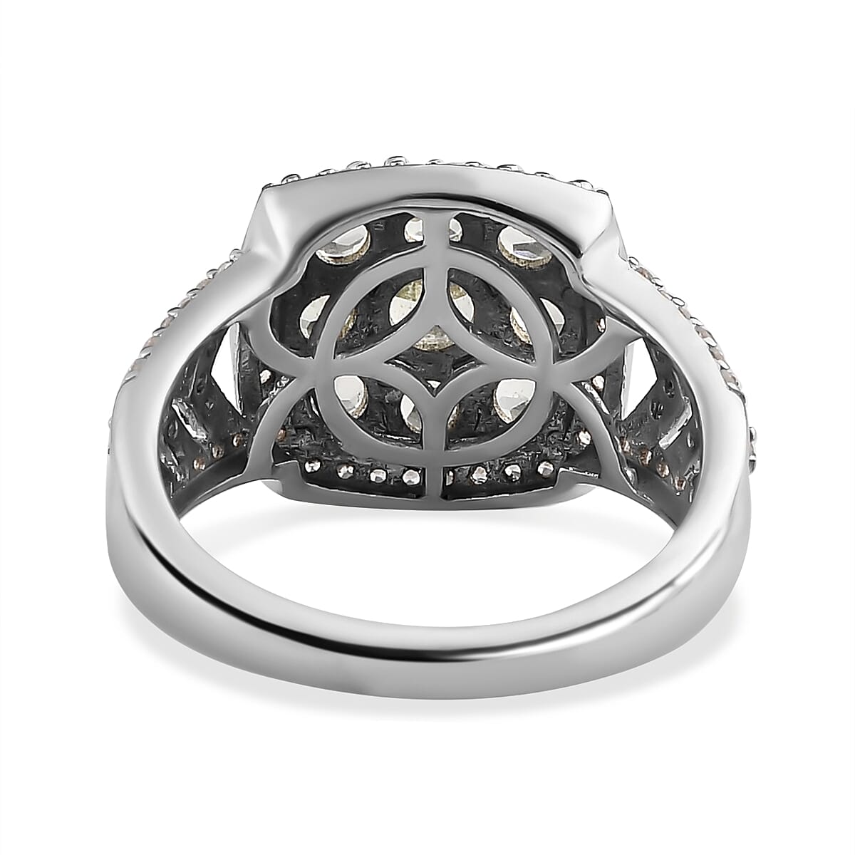 Natural Chrysoberyl, Brown and White Zircon Cluster Ring in Platinum Over Sterling Silver (Size 10.0) 2.10 ctw