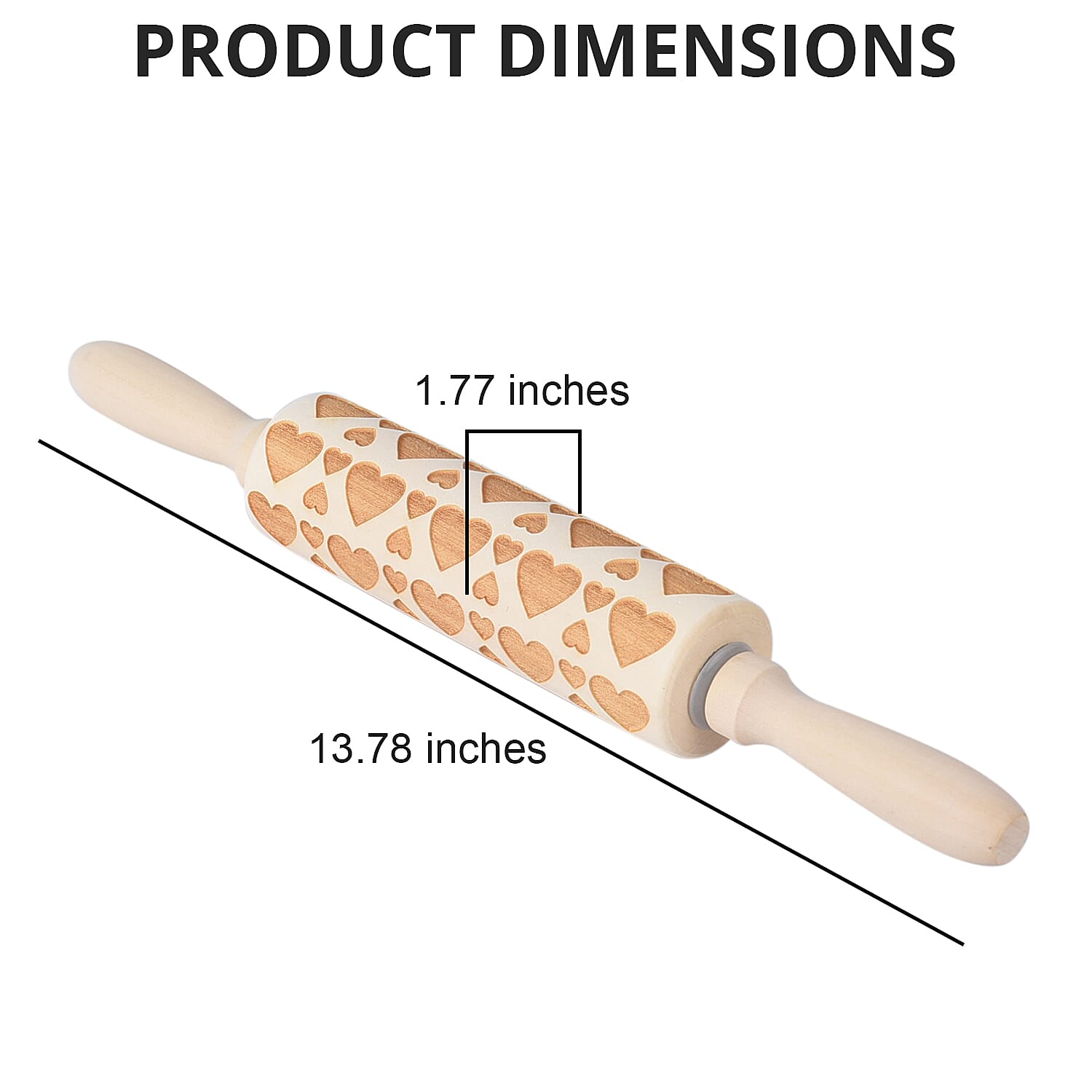 Wooden Color Heart Pattern Embossed Rolling Pin