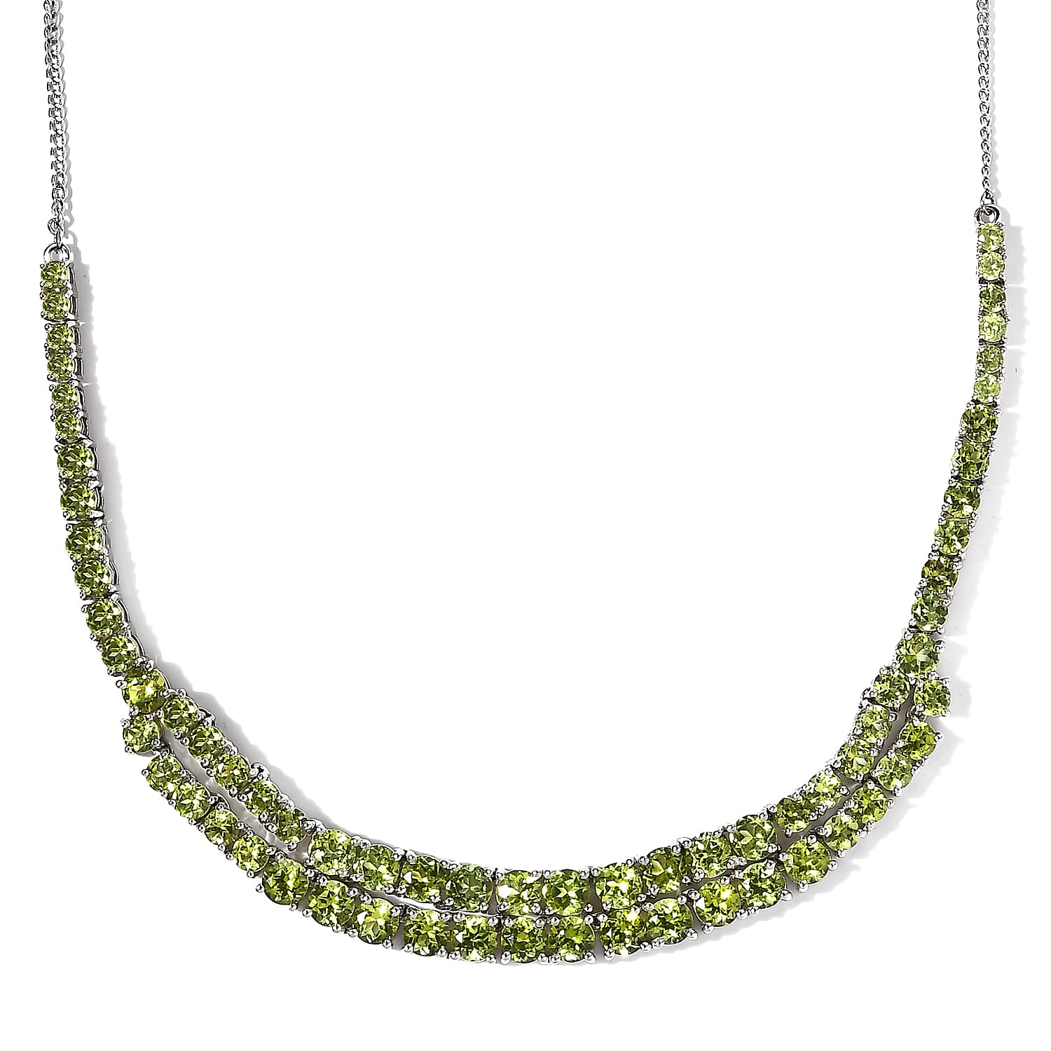 Arizona Peridot Necklace 18-20 Inches in Platinum Over Sterling Silver 24.40 ctw
