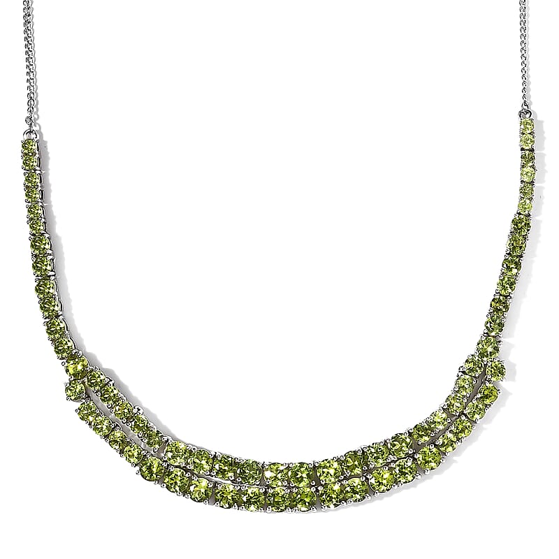 Arizona Peridot Necklace 18-20 Inches in Platinum Over Sterling Silver 24.40 ctw