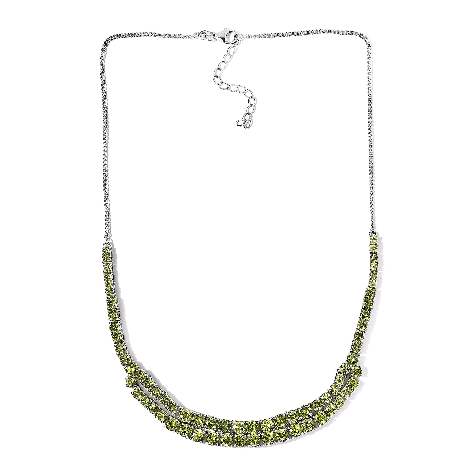 Arizona Peridot Necklace 18-20 Inches in Platinum Over Sterling Silver 24.40 ctw