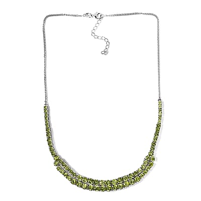 Arizona Peridot Necklace 18-20 Inches in Platinum Over Sterling Silver 24.40 ctw