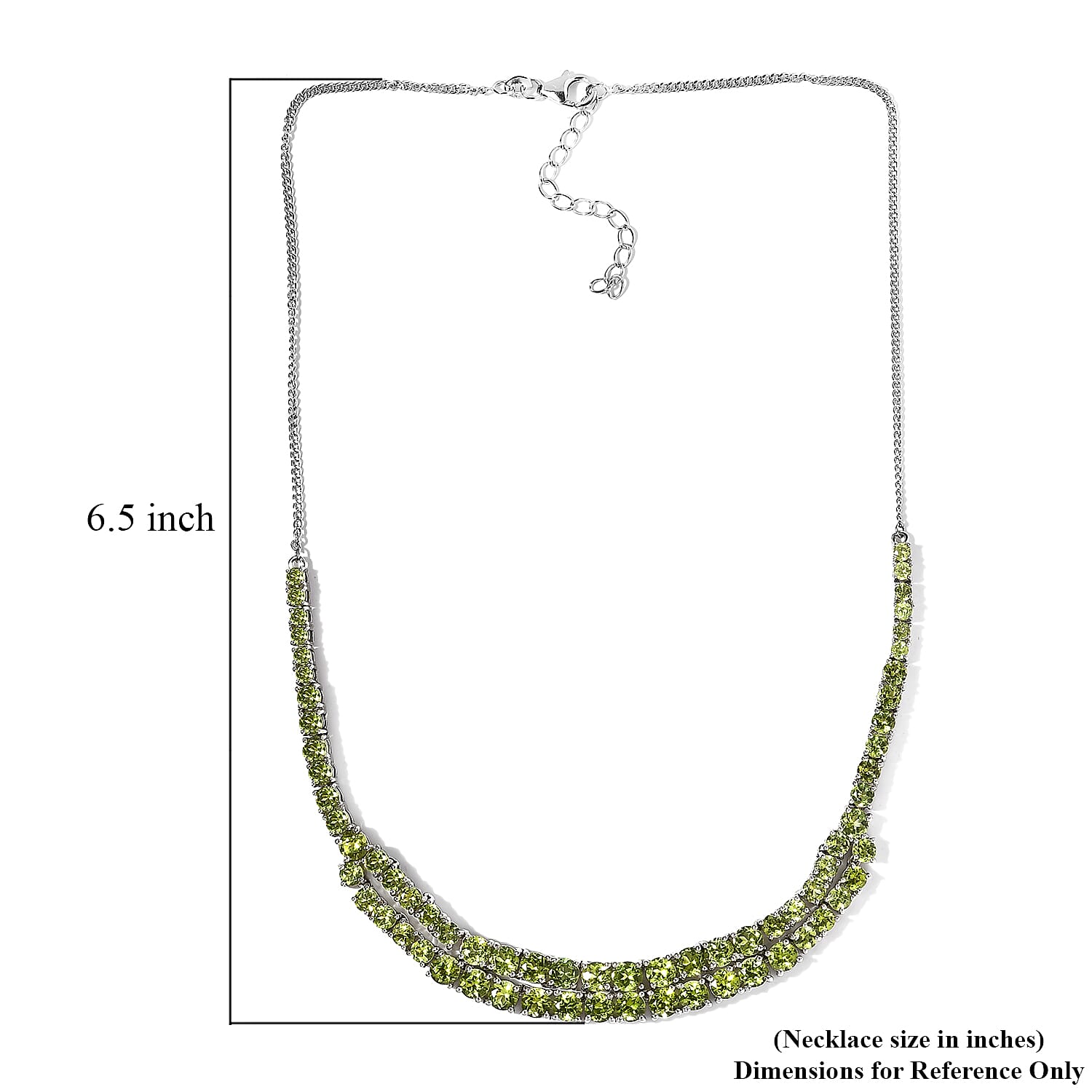 Arizona Peridot Necklace 18-20 Inches in Platinum Over Sterling Silver 24.40 ctw