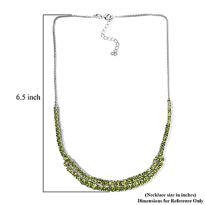 Arizona Peridot Necklace 18-20 Inches in Platinum Over Sterling Silver 24.40 ctw