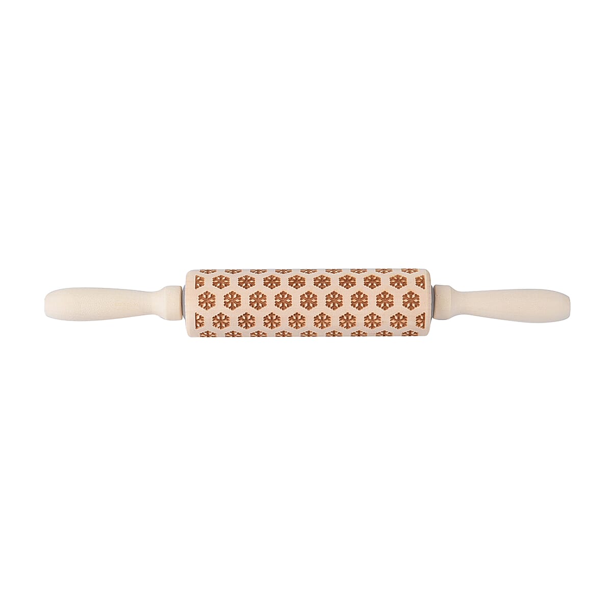 Wooden Color Snowflake Pattern Embossed Rolling Pin image number 0