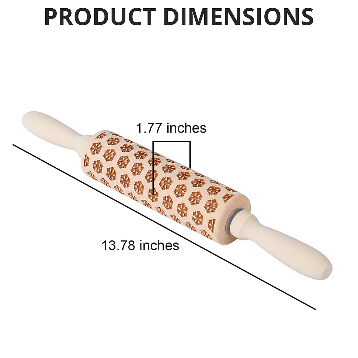Wooden Color Snowflake Pattern Embossed Rolling Pin image number 4