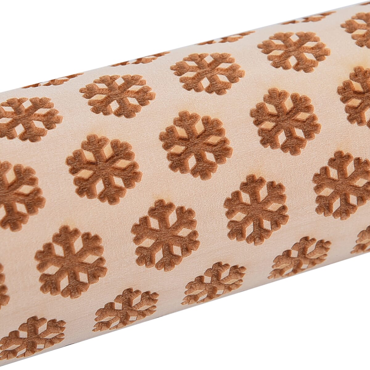 Wooden Color Snowflake Pattern Embossed Rolling Pin image number 5
