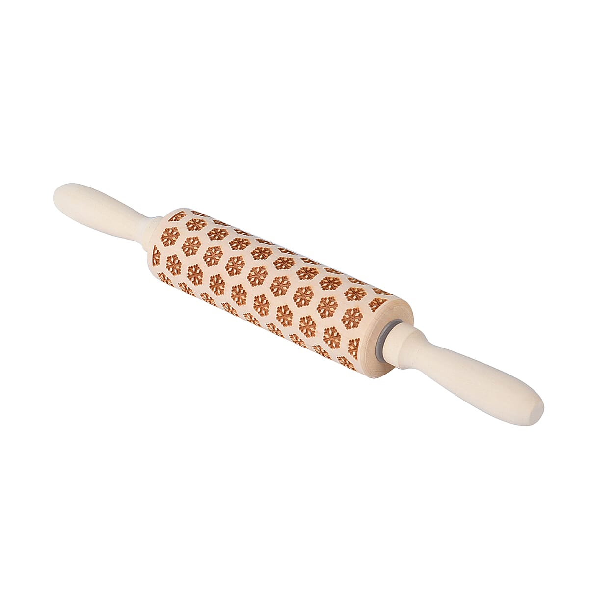 Wooden Color Snowflake Pattern Embossed Rolling Pin image number 6