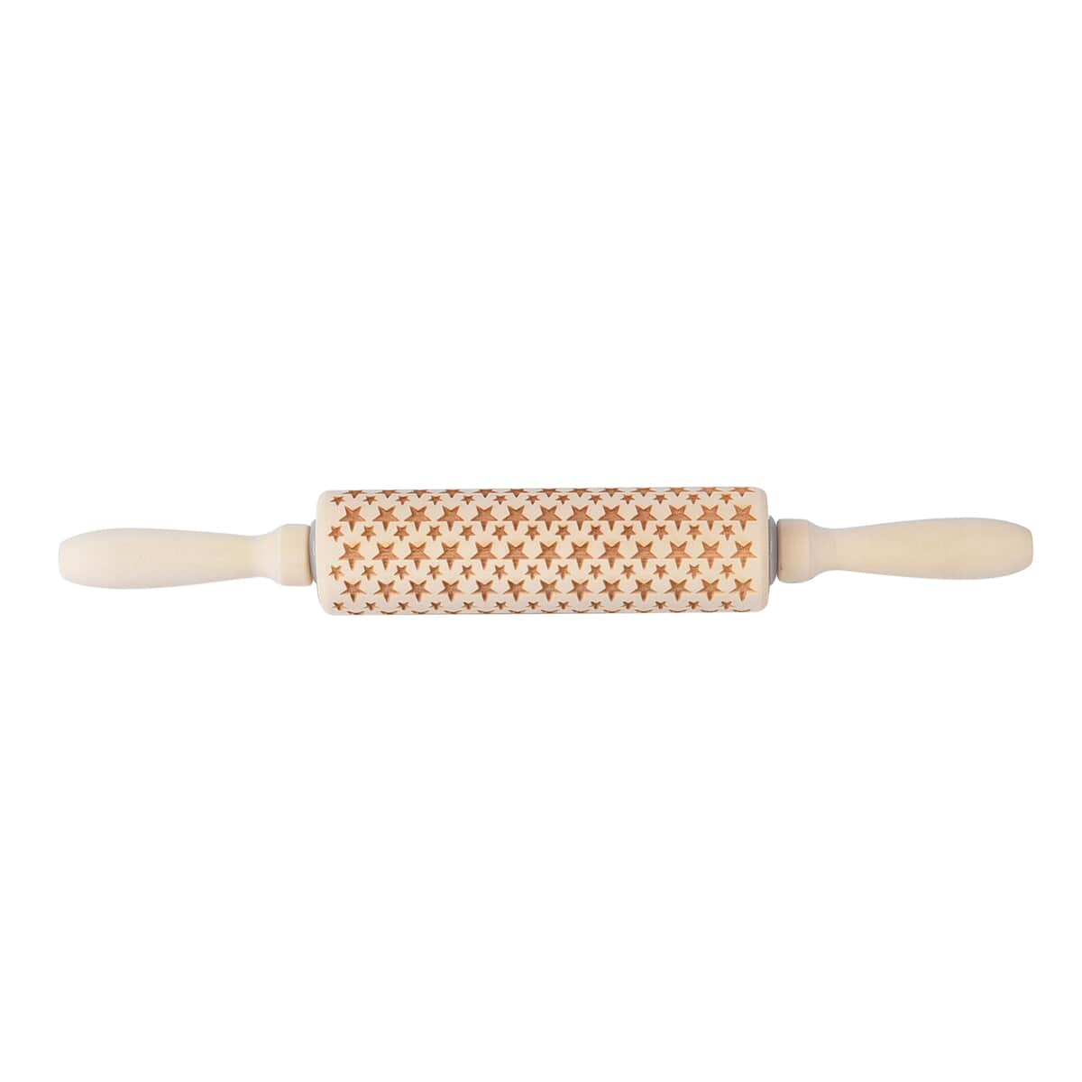 Wooden Color Star Pattern Embossed Rolling Pin image number 0