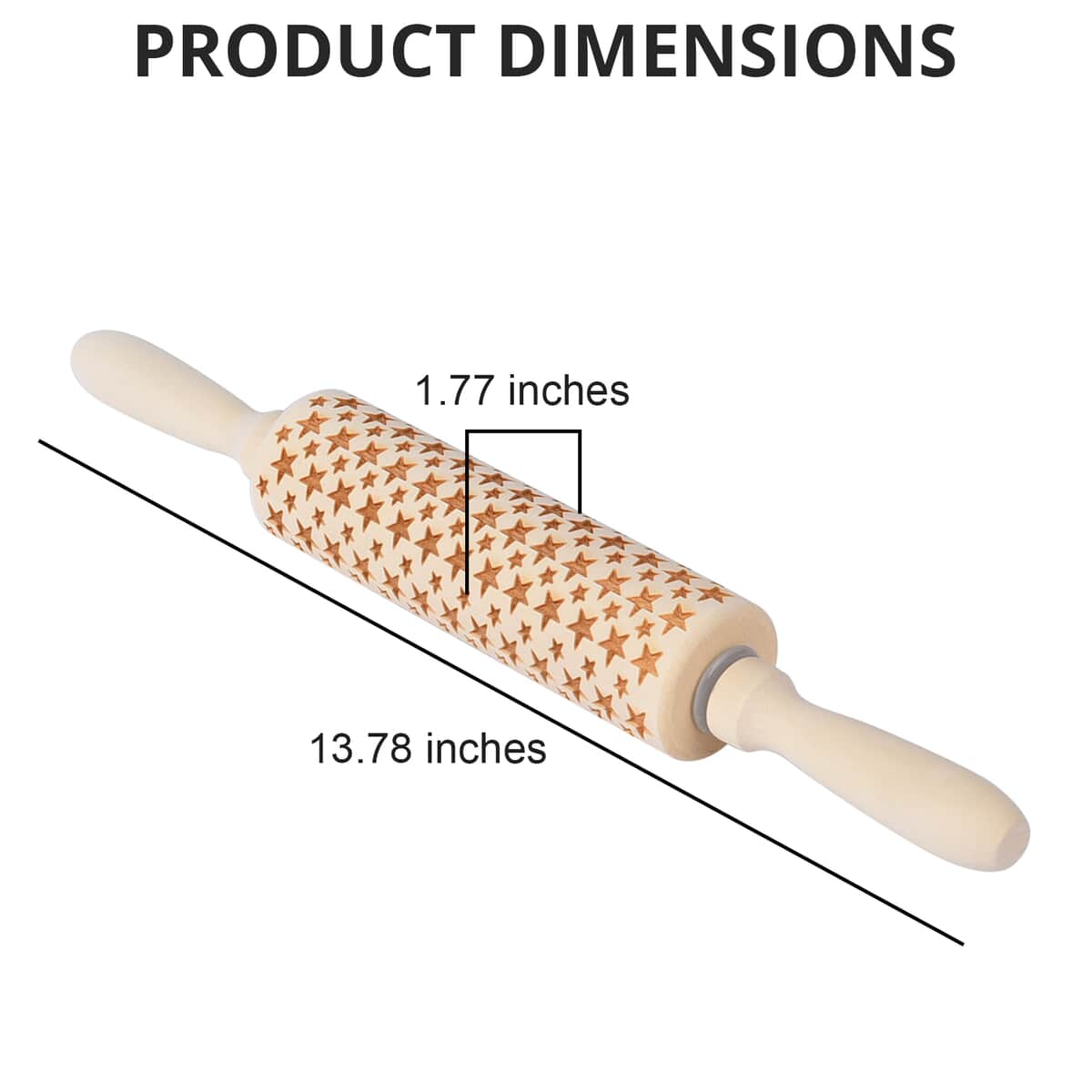 Wooden Color Star Pattern Embossed Rolling Pin image number 4