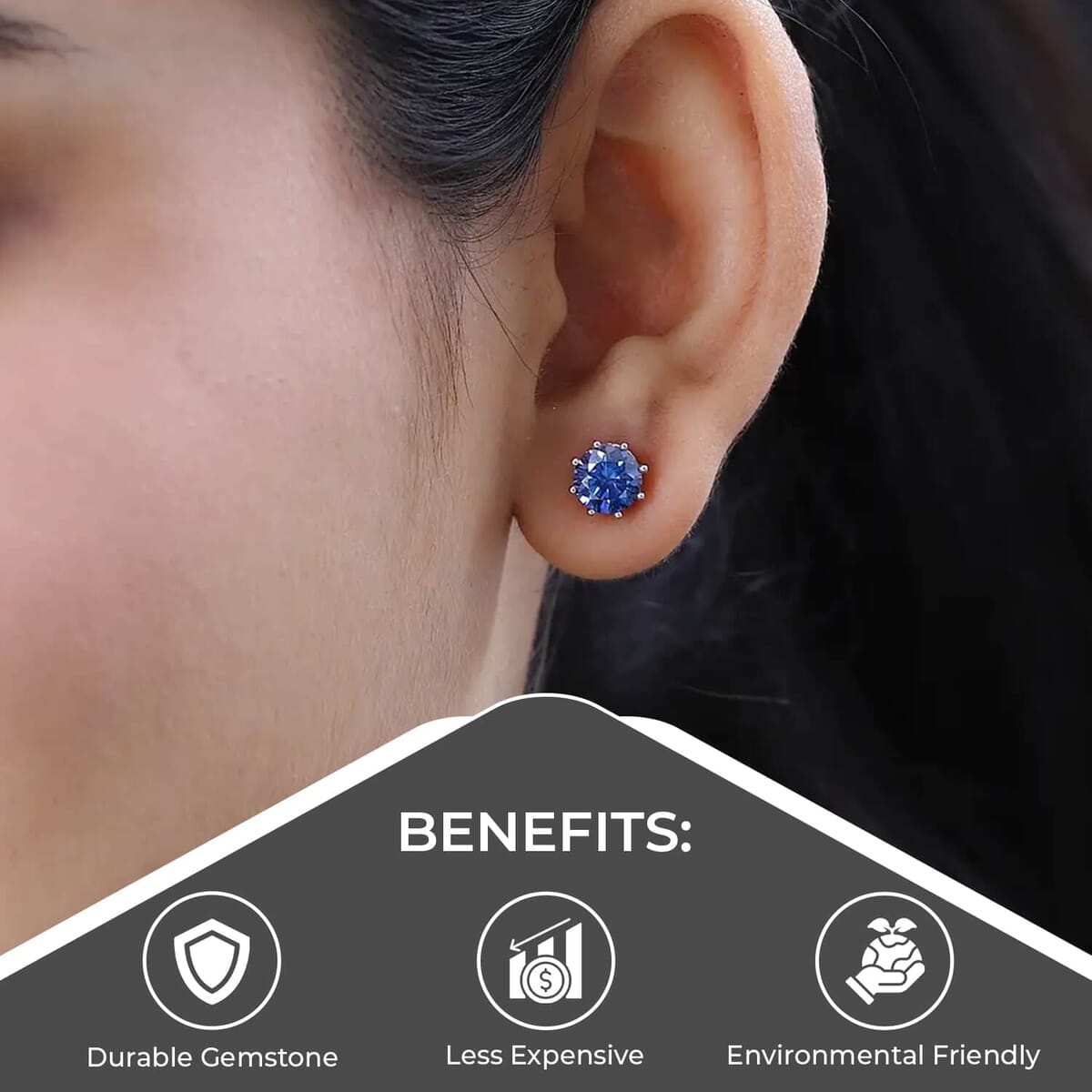 Blue Moissanite and White Moissanite Earrings in Platinum Over Sterling Silver 2.50 ctw image number 3