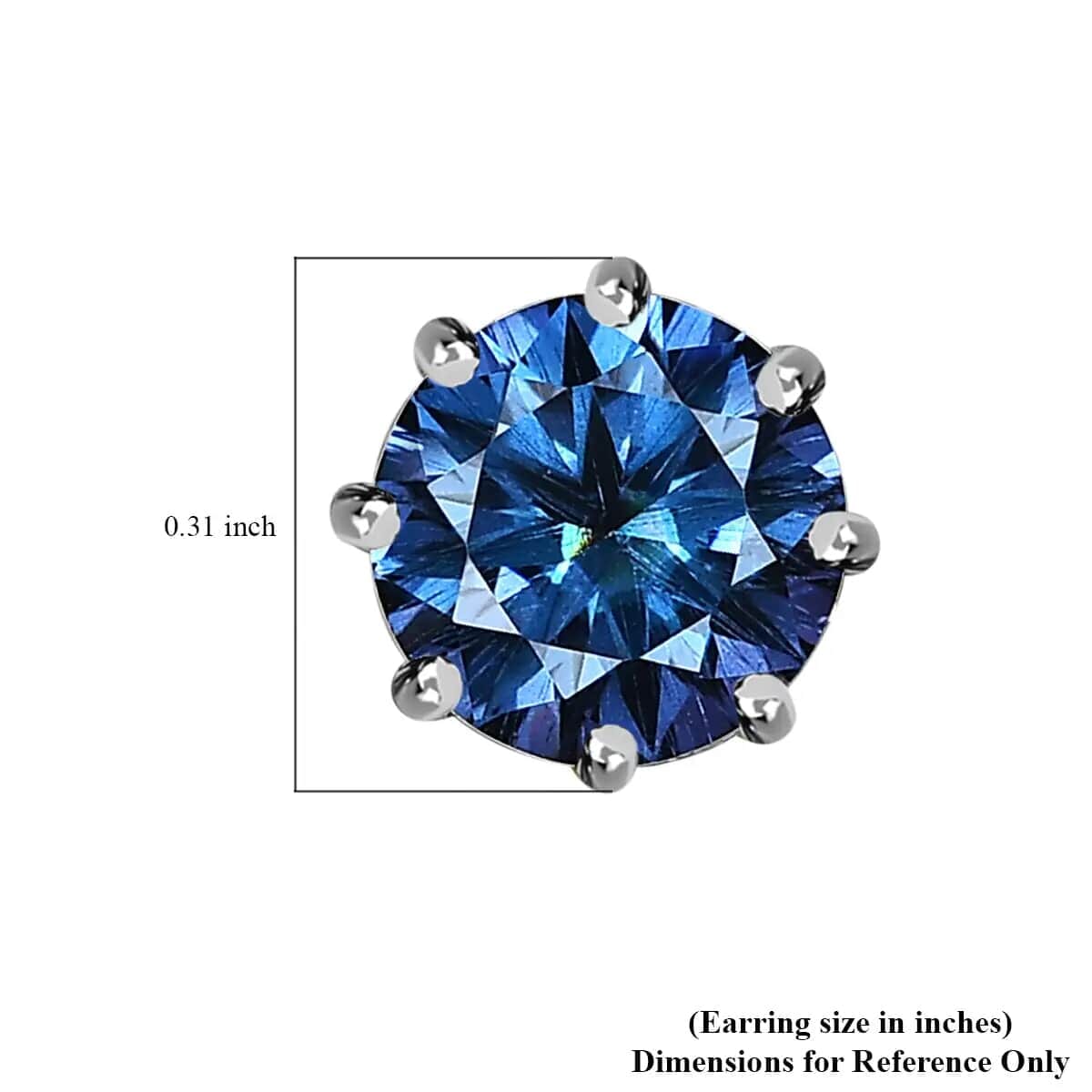 Blue Moissanite and White Moissanite Earrings in Platinum Over Sterling Silver 2.50 ctw image number 6