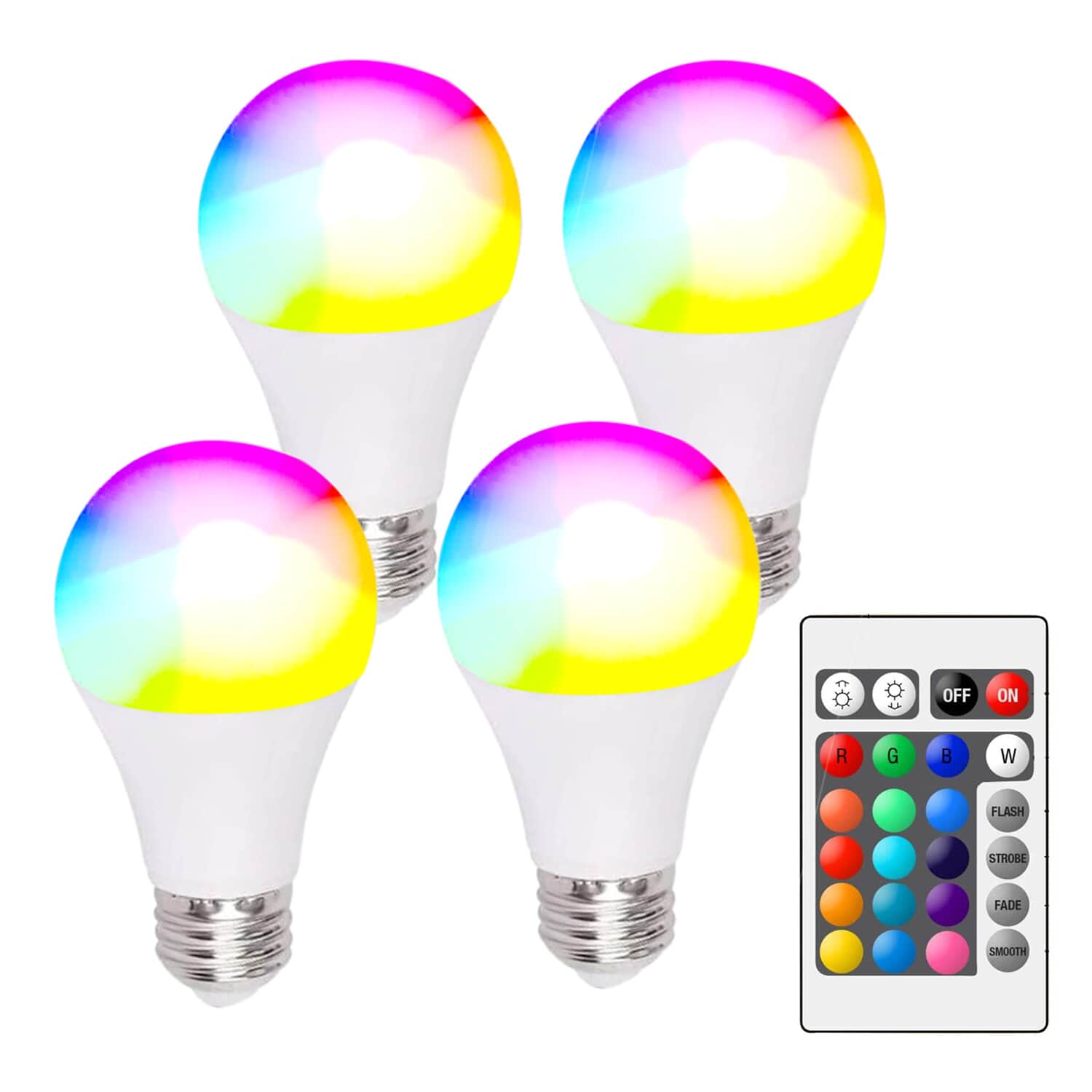 Buy Set of 4 Color Changing LED Light Bulbs with 2 Remote