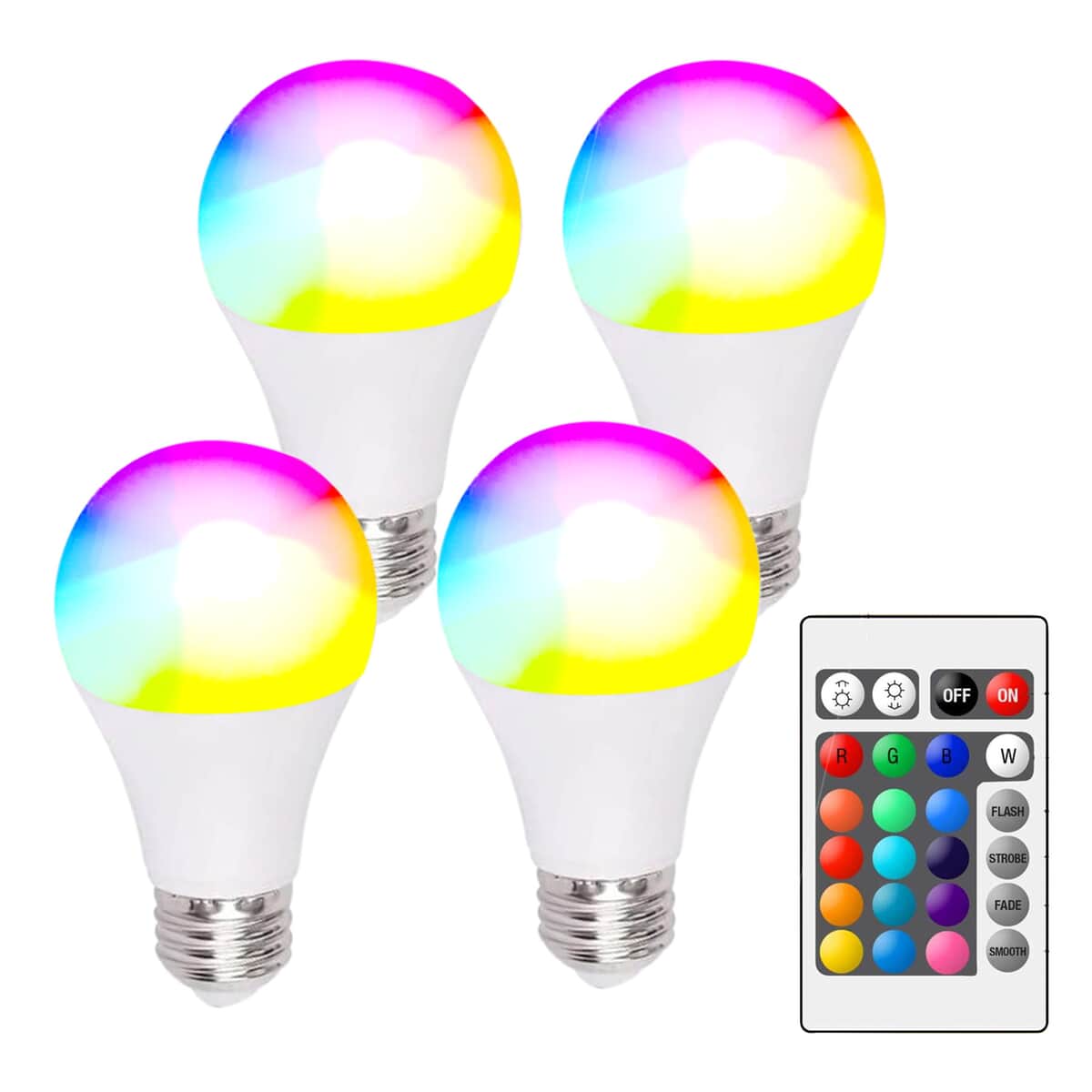 Set of 4 Color Changing LED Light Bulbs with 2 Remote Controllers And 16 Different Colors, Smart Remote Control Muti Colored LED Lightbulbs For Decoration (E26 Screw) image number 0