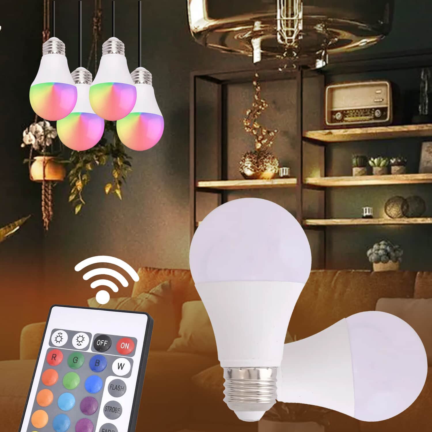 Buy Set of 4 Color Changing LED Light Bulbs with 2 Remote