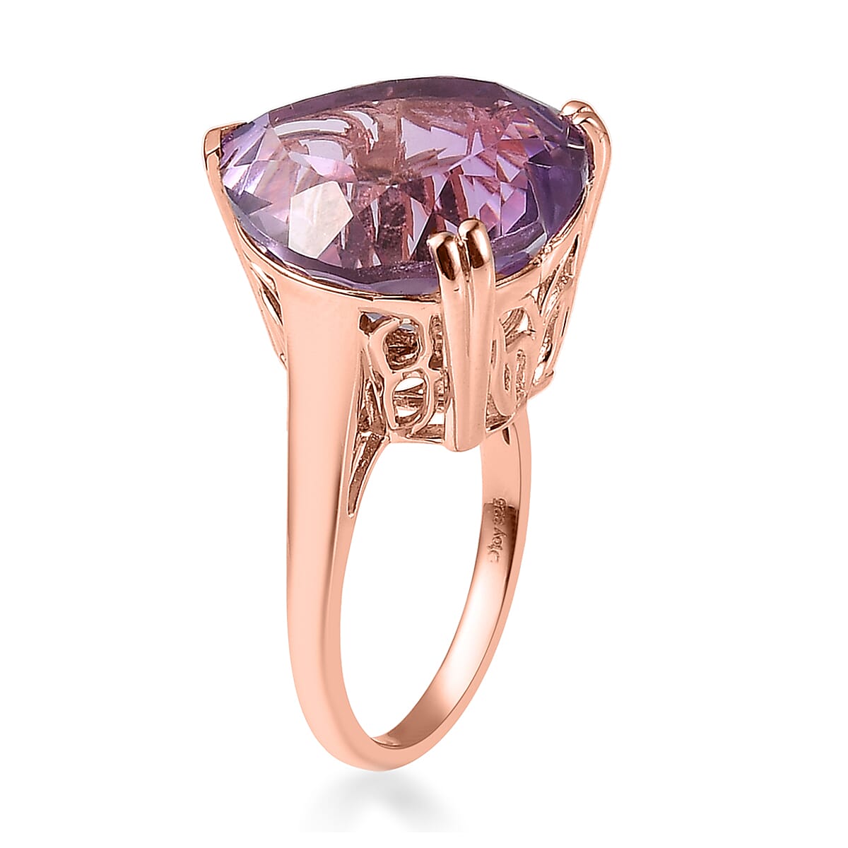 Rose De France Amethyst Heart Solitaire Ring in Vermeil RG Over Sterling Silver (Size 10.0) 17.75 ctw image number 3