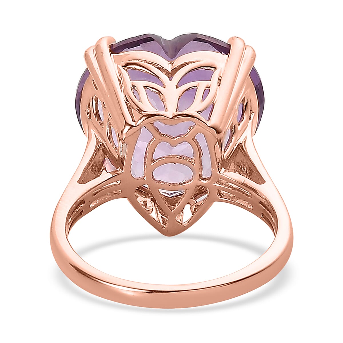 Rose De France Amethyst Heart Solitaire Ring in Vermeil Rose Gold Over Sterling Silver (Size 8.0) 17.75 ctw image number 4