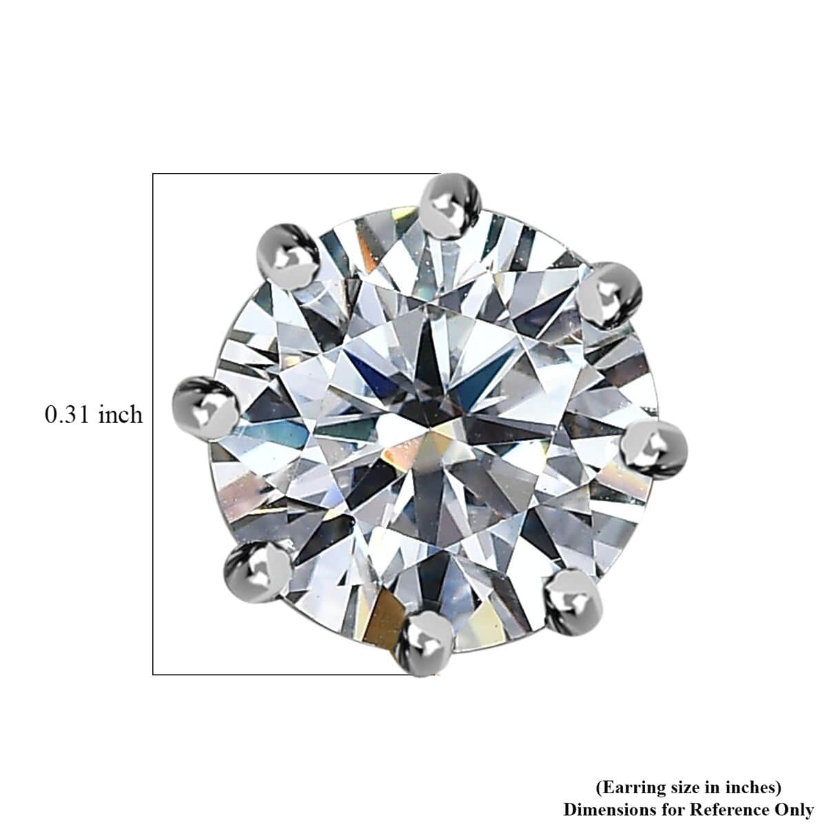 Moissanite Stud Earrings, Platinum Over Sterling Silver Earrings, Moissanite Jewelry 2.50 ctw image number 4