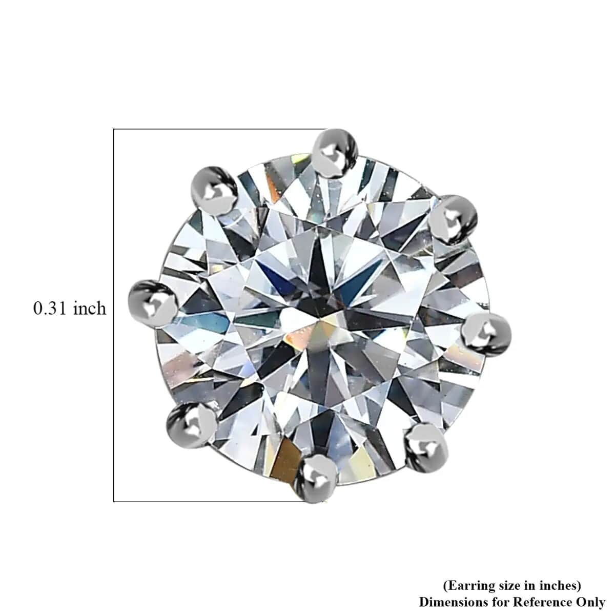 Moissanite Stud Earrings, Platinum Over Sterling Silver Earrings, Moissanite Jewelry 2.50 ctw image number 6