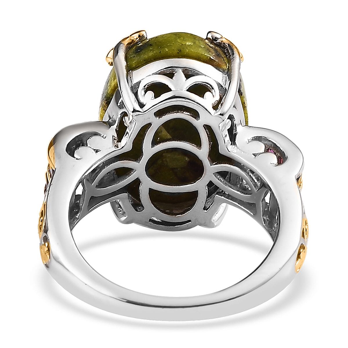 One Time Only Tasmanian Stichtite, Orissa Rhodolite Garnet Ring in Vermeil YG and Platinum Over Sterling Silver (Size 10.0) 11.35 ctw image number 4