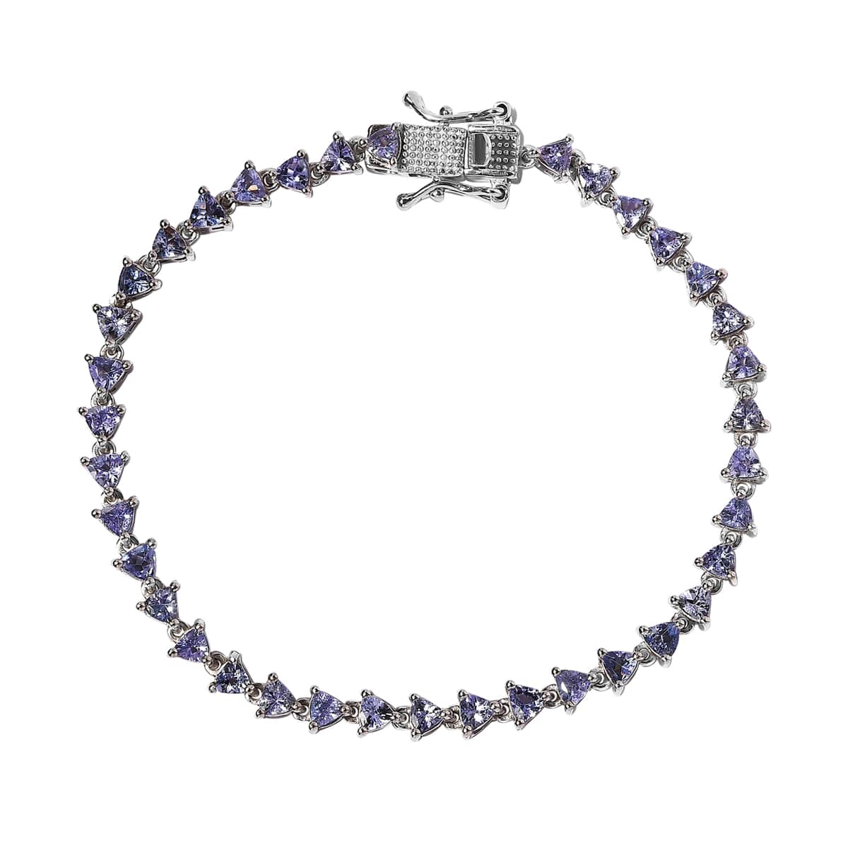 Tanzanite Tennis Bracelet in Platinum Over Sterling Silver (6.50 In) 3.90 ctw (Del. in 3-5 Days) image number 0