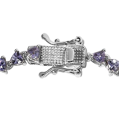 Tanzanite Tennis Bracelet in Platinum Over Sterling Silver (6.50 In) 3.90 ctw