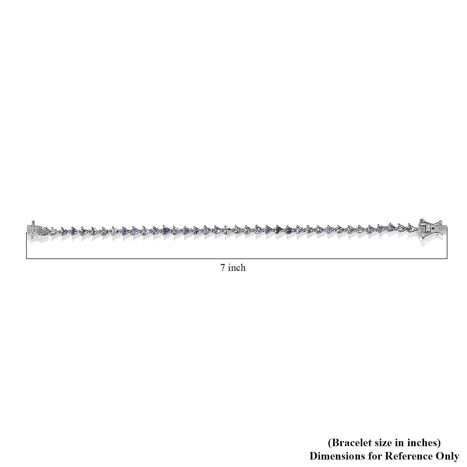 Tanzanite Tennis Bracelet in Platinum Over Sterling Silver (6.50 In) 3.90 ctw