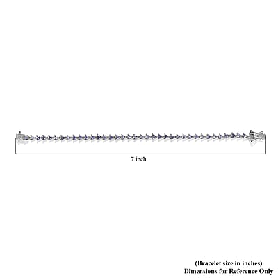 Tanzanite Tennis Bracelet in Platinum Over Sterling Silver (6.50 In) 3.90 ctw